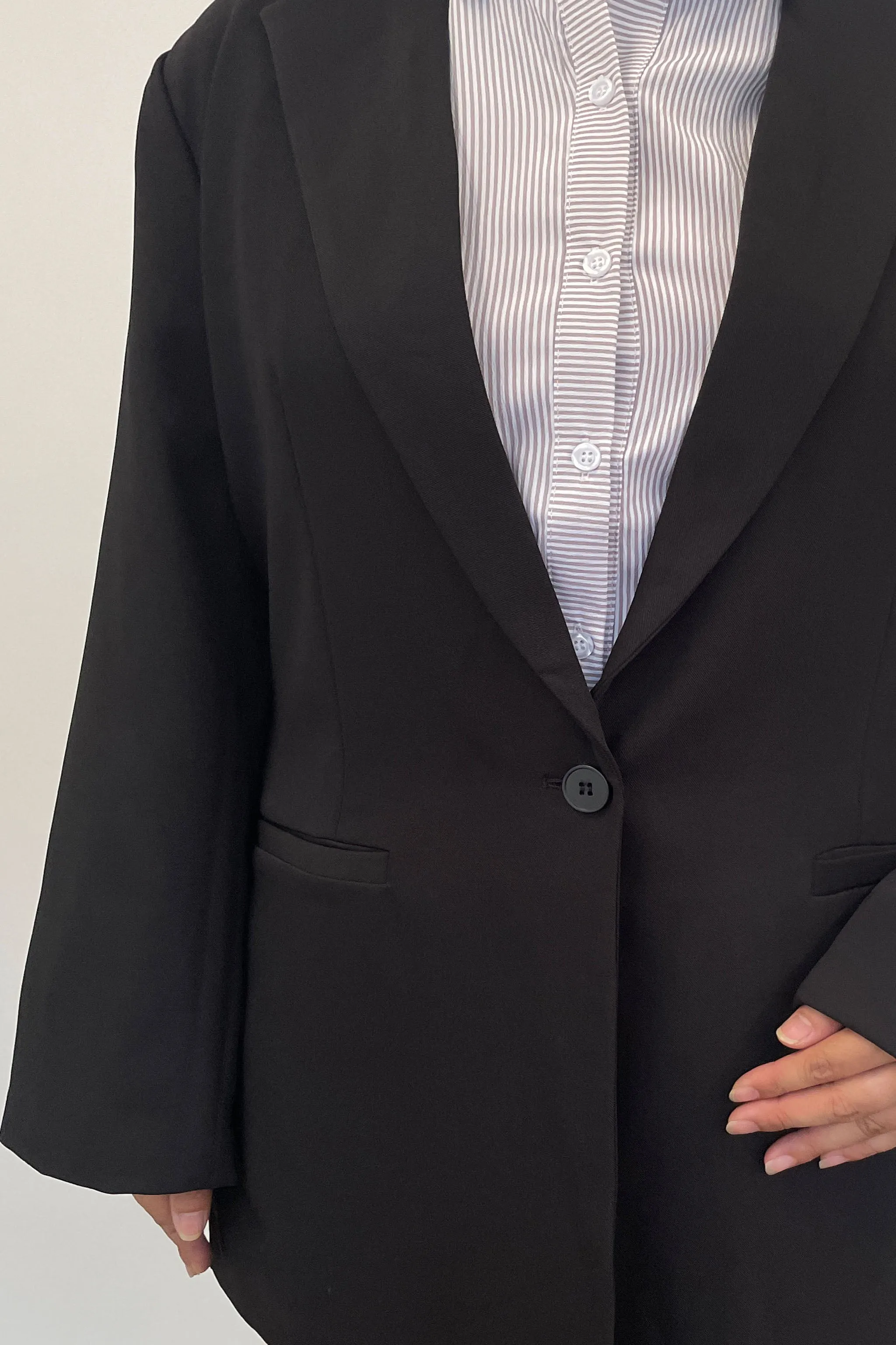 1 Button Office Blazer - Black