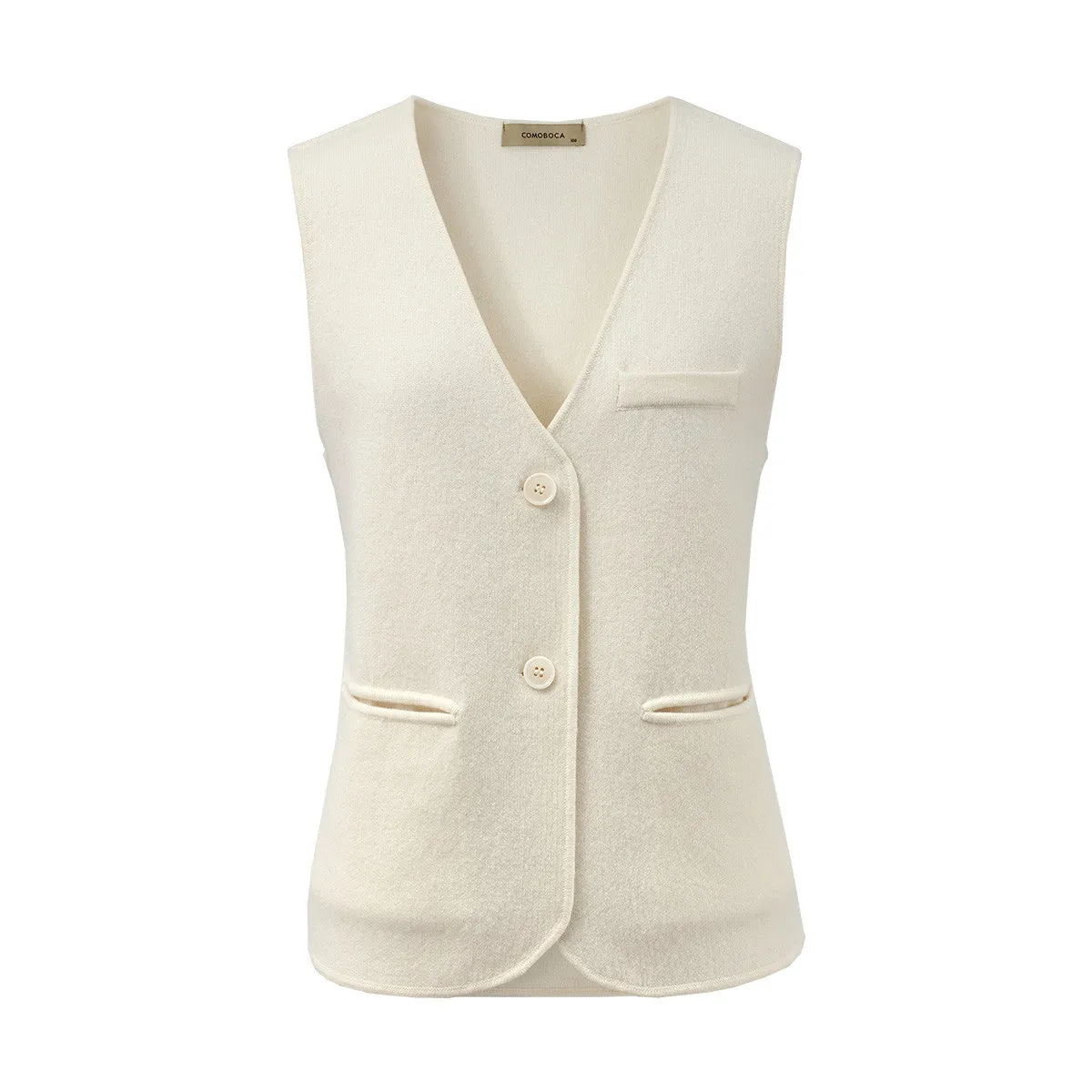 100% Wool Elegant Sleeveless Button-Up Vest