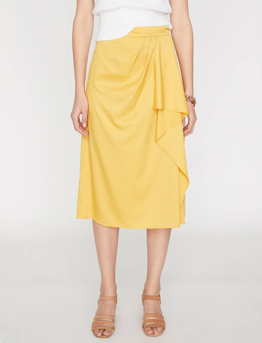 11807 Mustard Relaxed Fit Midi Skirt