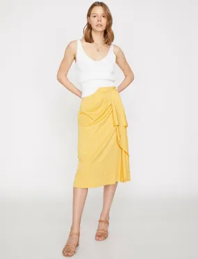 11807 Mustard Relaxed Fit Midi Skirt