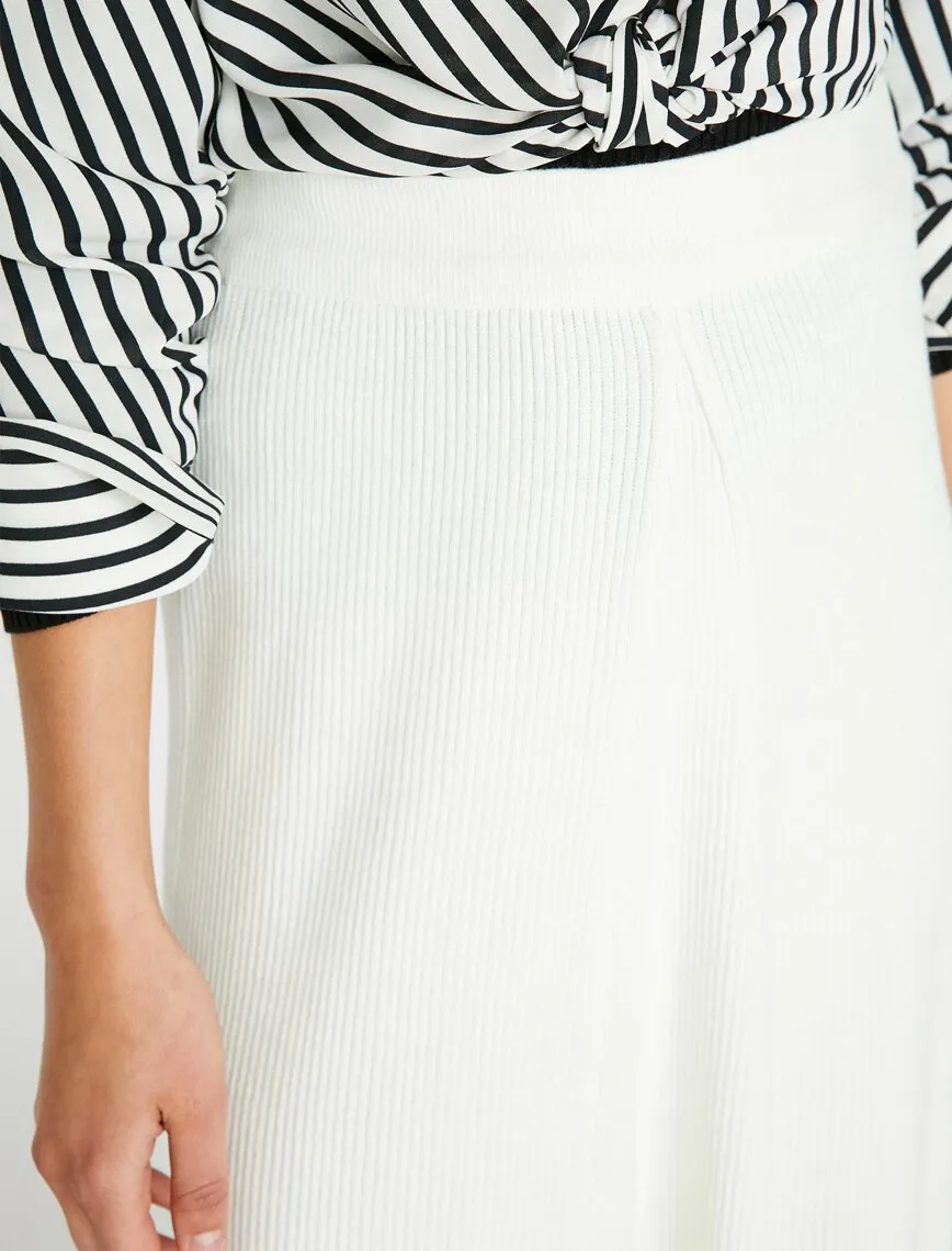 12177 White Colour Block Midi Skirt