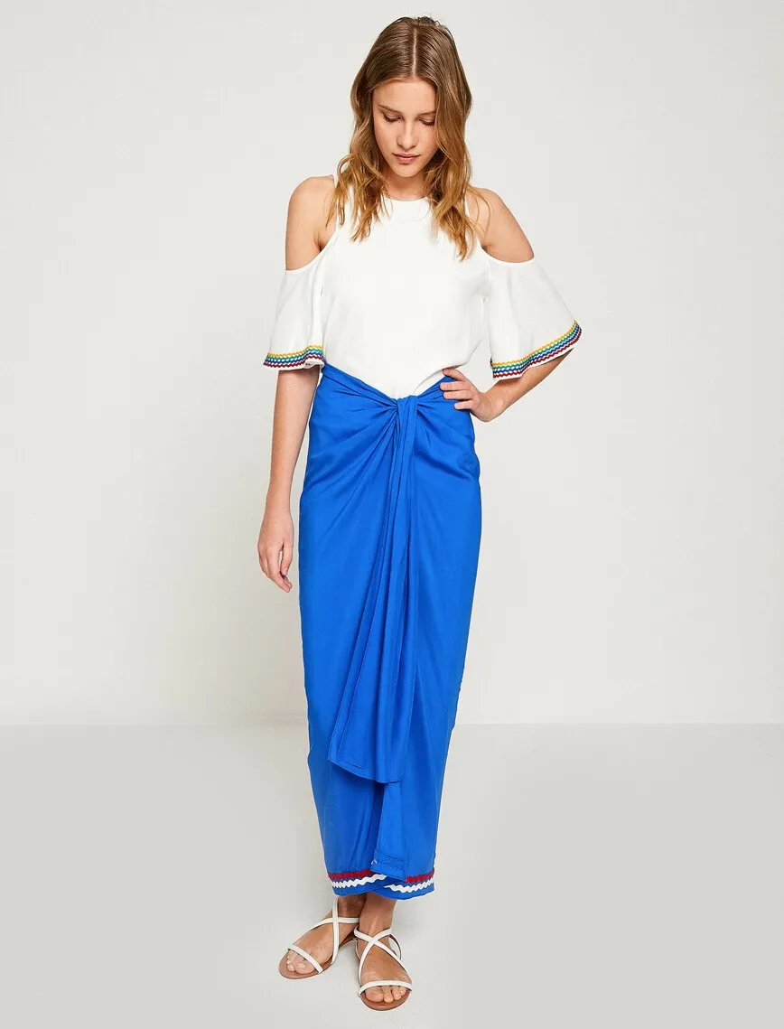 12285 Sax Embellished Midi Skirt