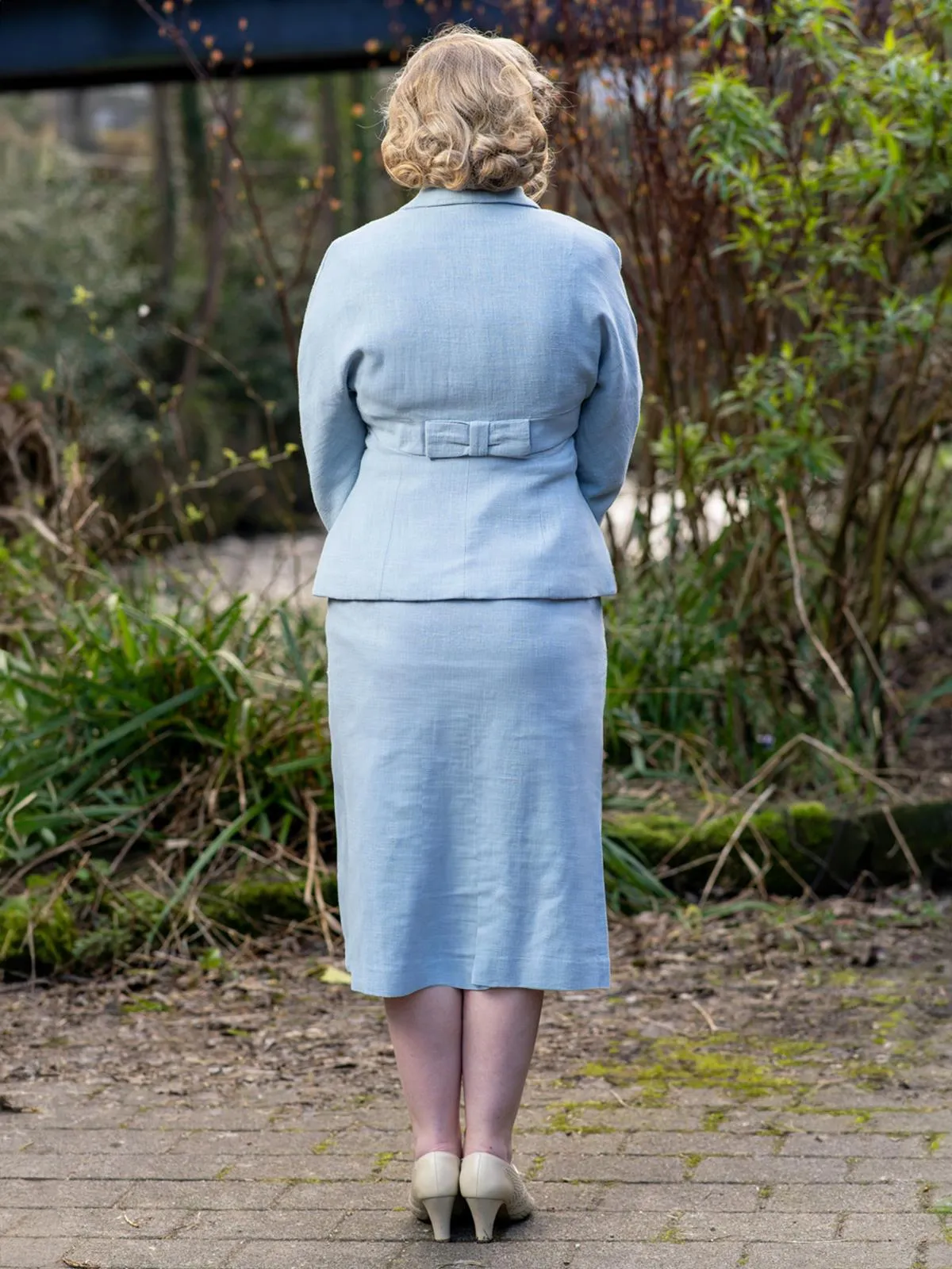 1940s Vintage Freedom Skirt Suit in Powder Blue