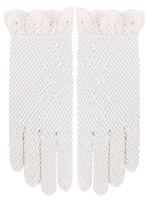 1940s Vintage Style Ivory Mesh Crochet Gloves