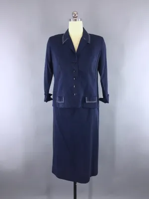 1950s Vintage Women's Navy Blue Suit by Tween Craft