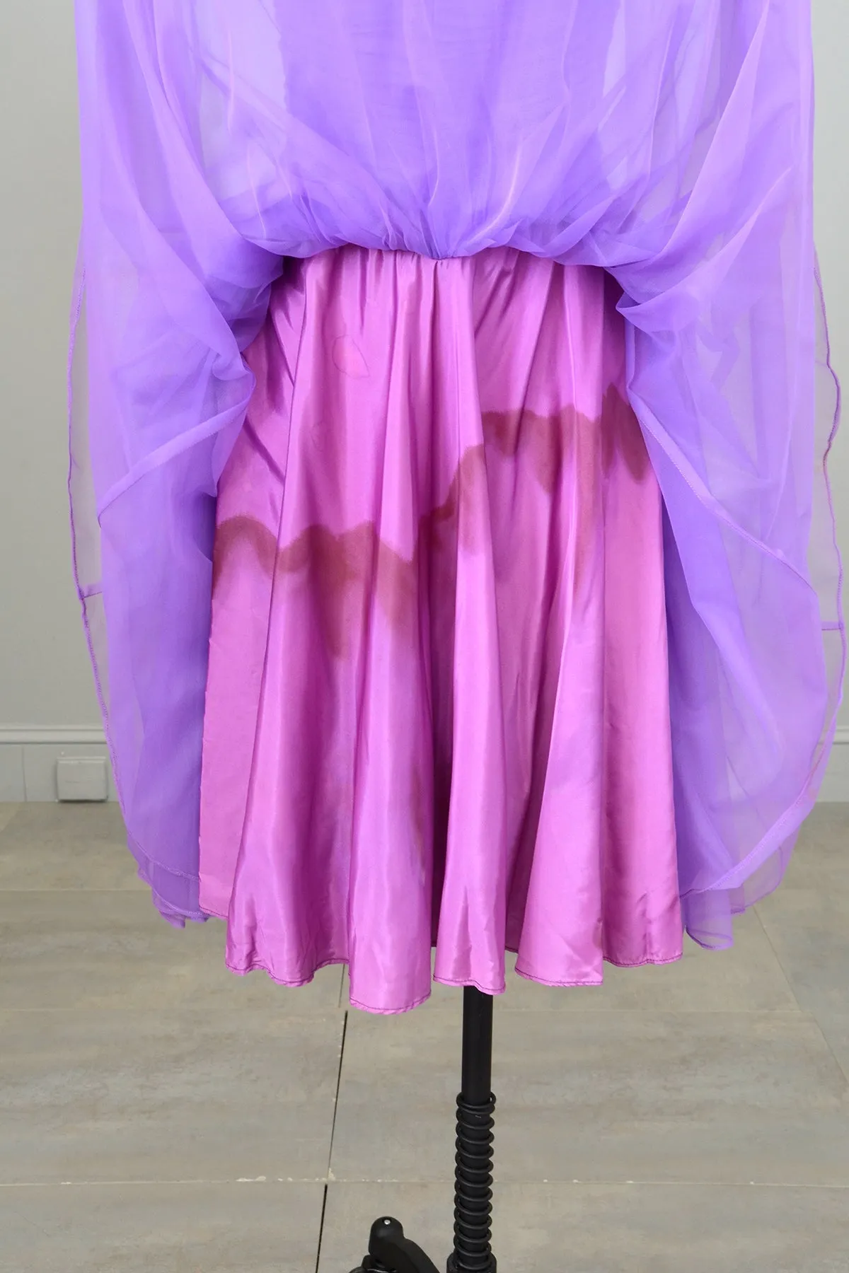 1960s 70s Vibrant Purple Ruched Party Dress