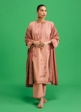 3 Pc Khaddar Embroidered Suit - Ikse-213875