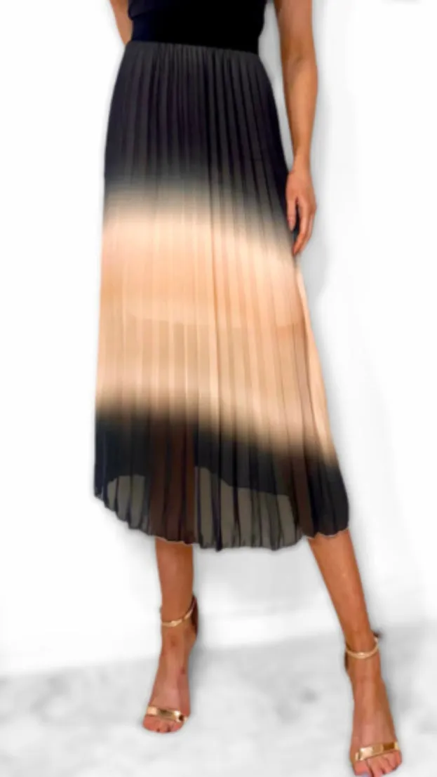 4-9344 Black Tie Dye Look Pleat Skirt