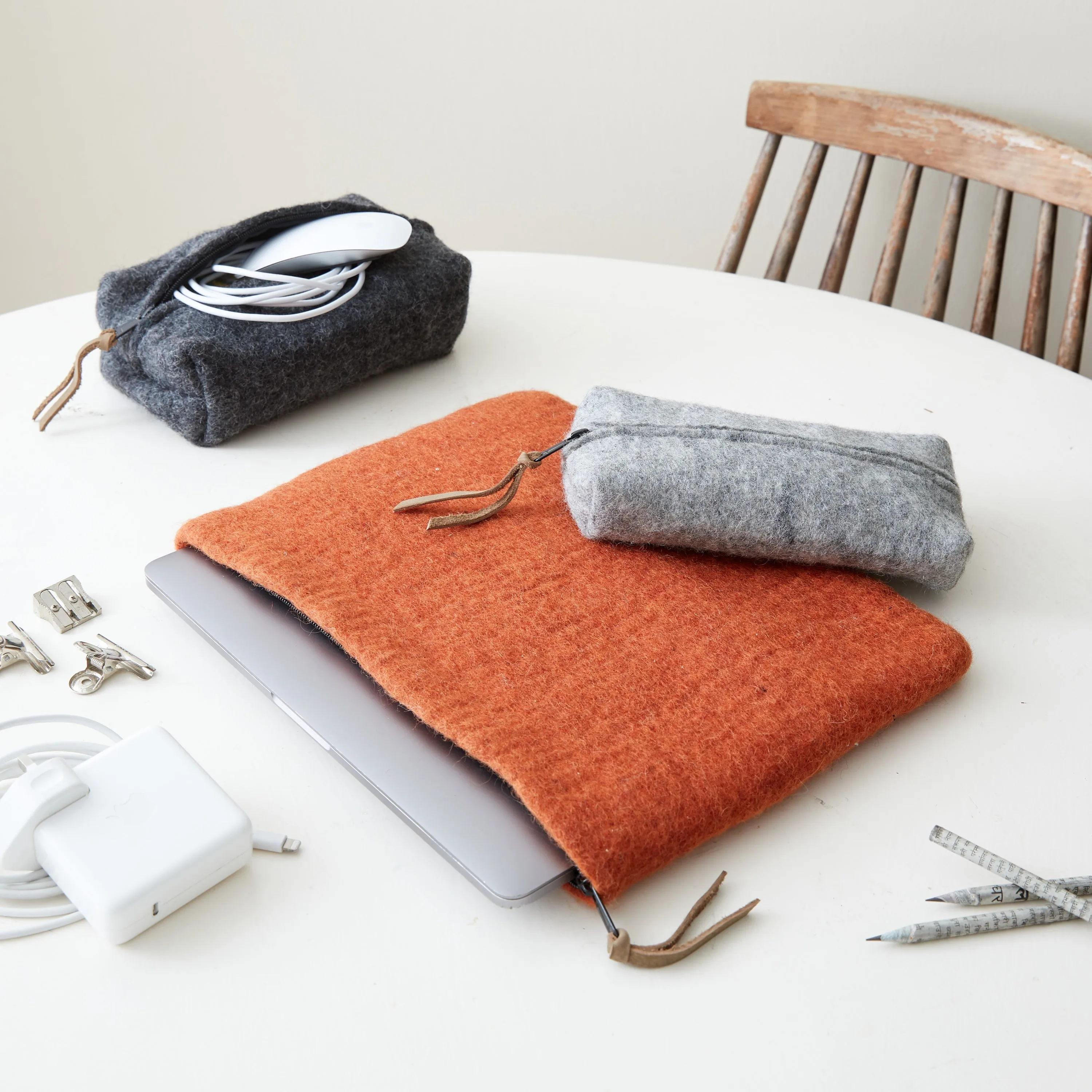 ADESH Small Boxy Felt Pouch Pencil Case Desk Tidy