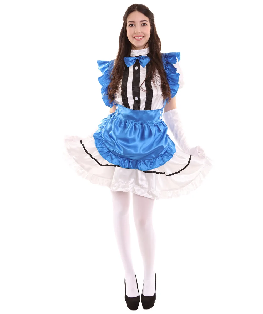 Adult Women's Anime Cosplay French Maid Fancy Uniform Costume | Royal Blue Cosplay Costume