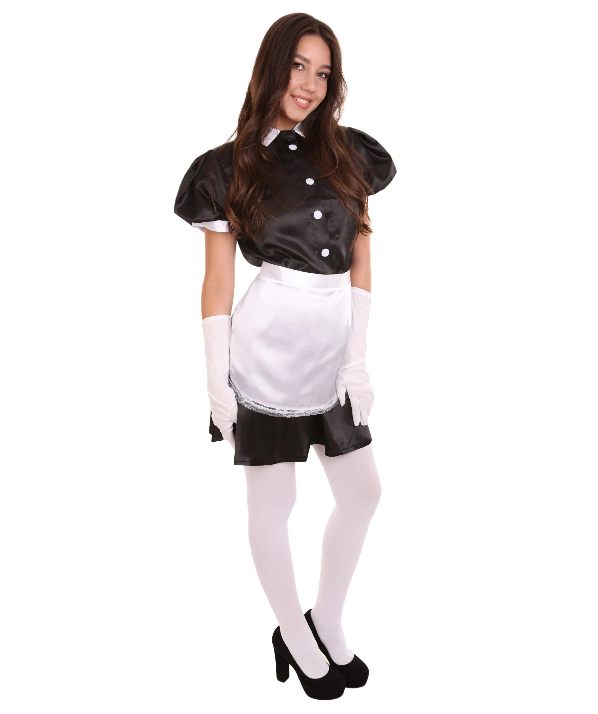 Adult Women's French Apron Maid Uniform Costume | Black Cosplay Costume