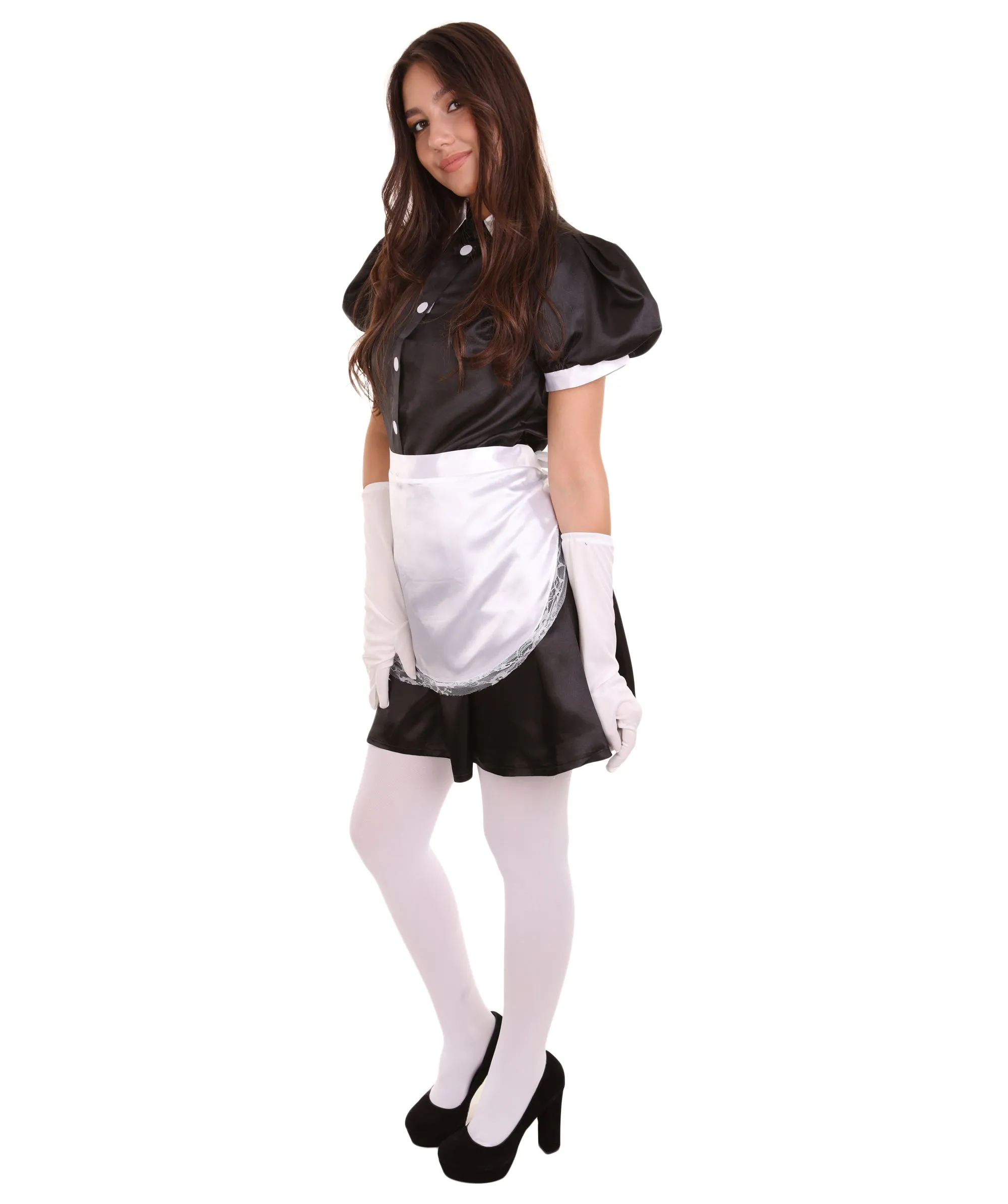 Adult Women's French Apron Maid Uniform Costume | Black Cosplay Costume