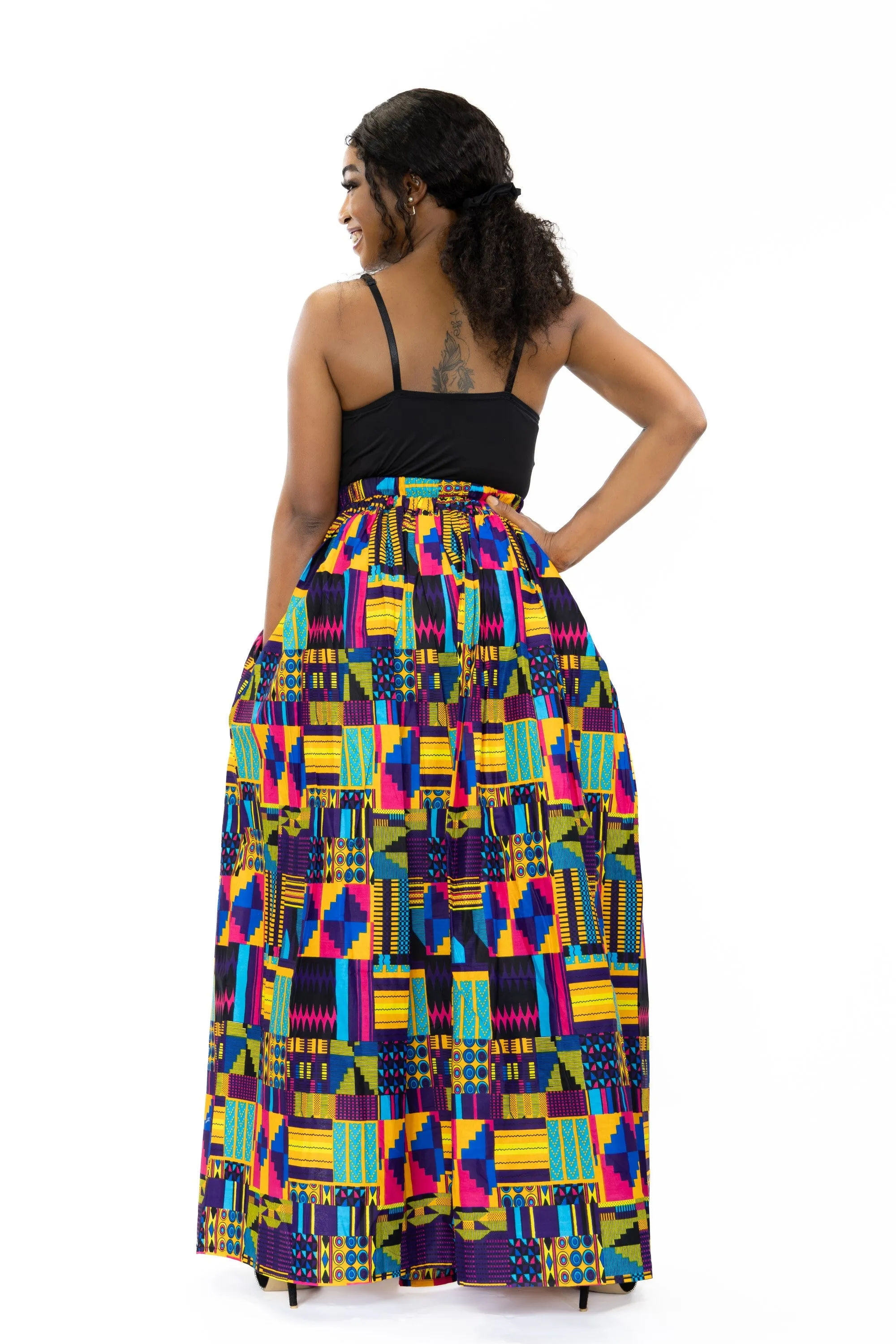 African print maxi skirt - Multicolor kente