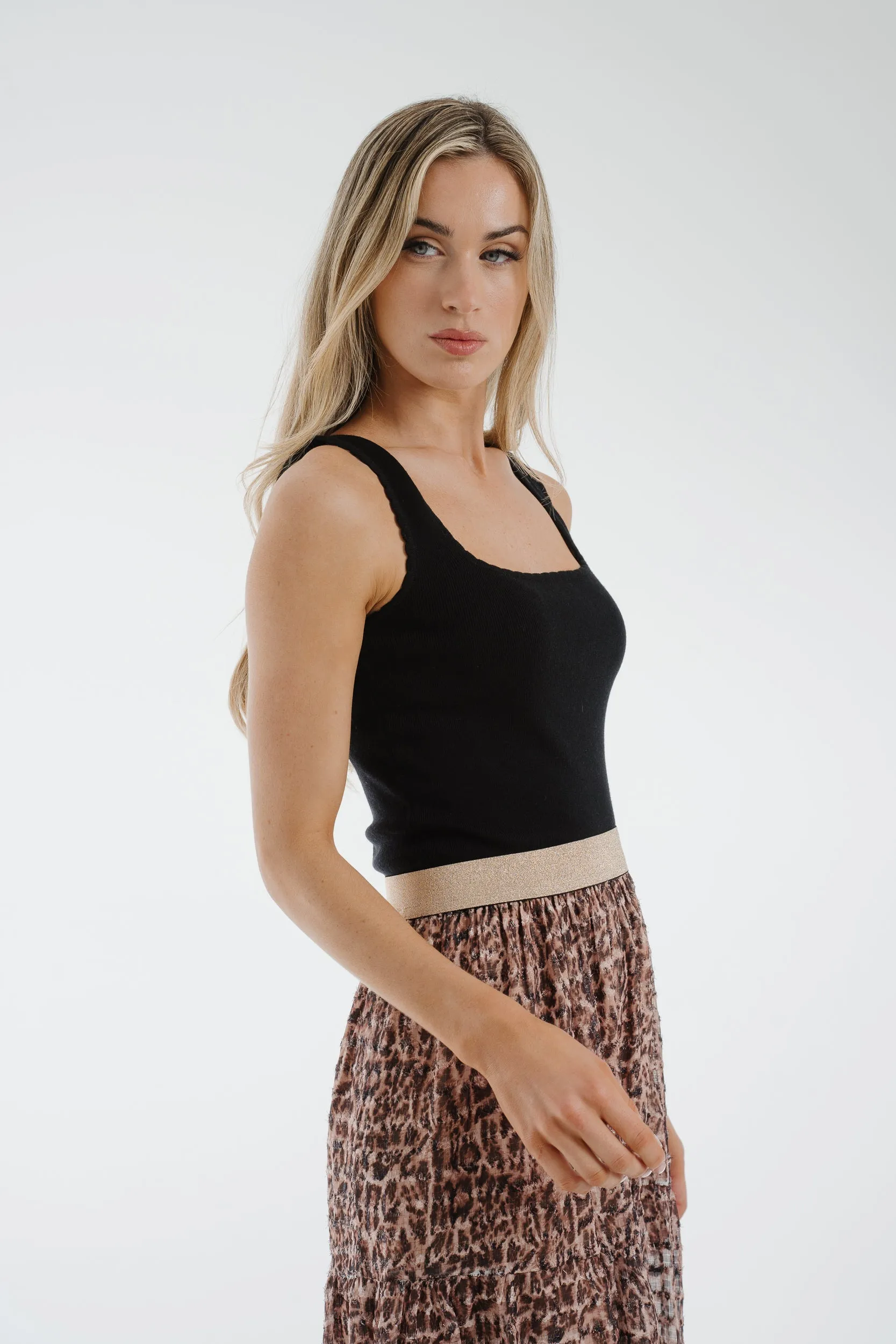 Ally Tiered Midi Skirt In Leopard Print