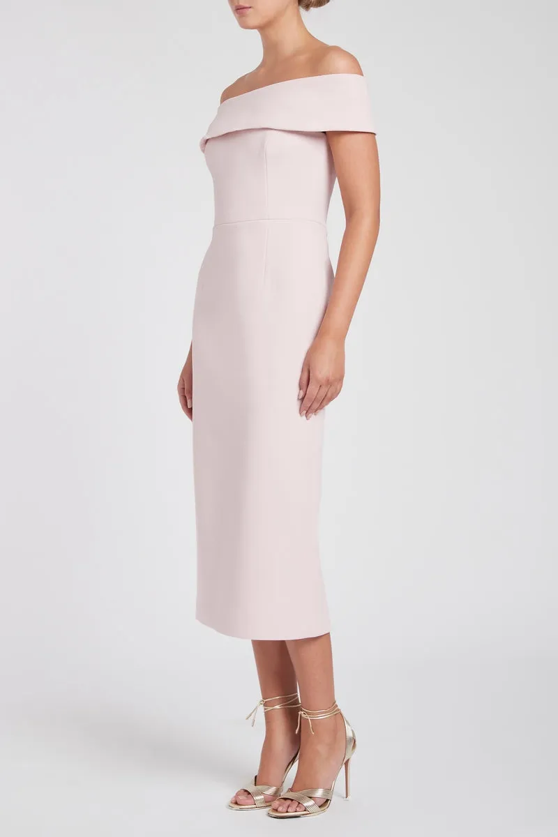 Amore Off Shoulder Midi Dress Pink