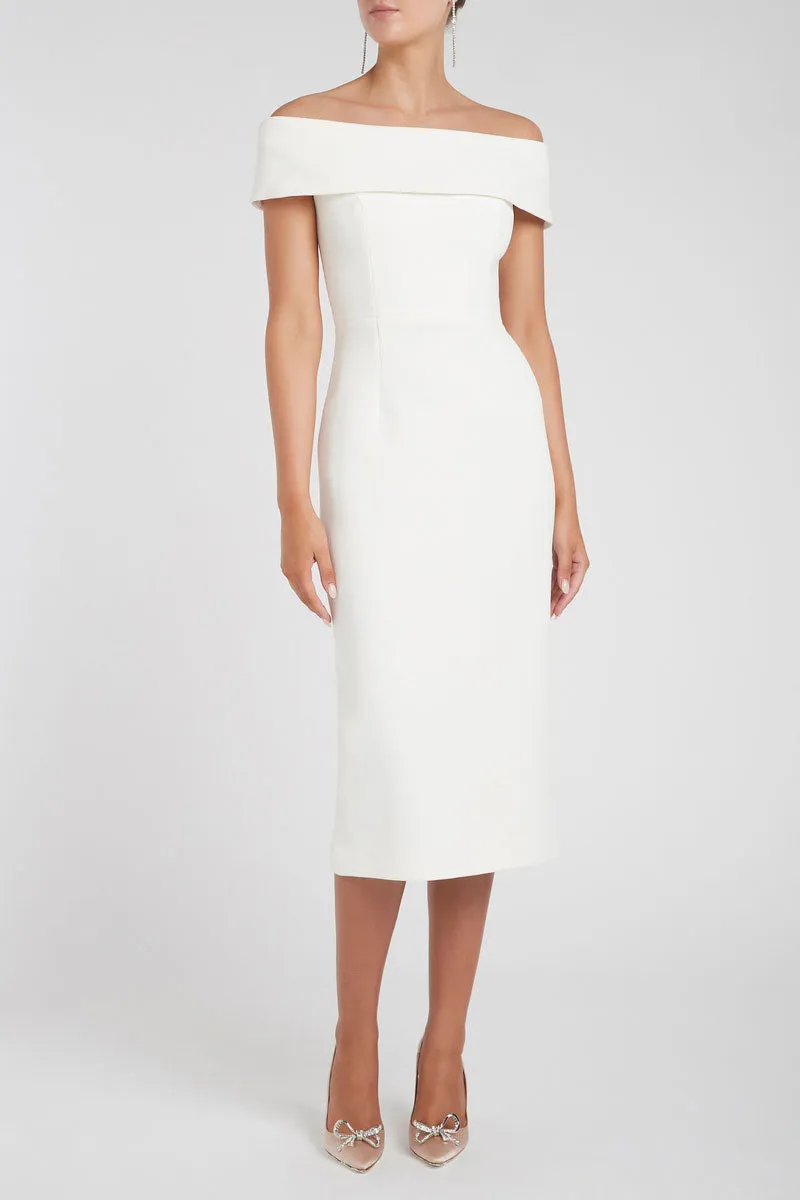 Amore Off Shoulder Midi Ivory