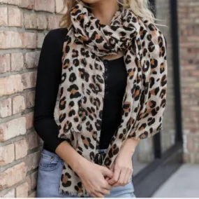 animal leopard print winter warm  blanket scarf shawl dark color