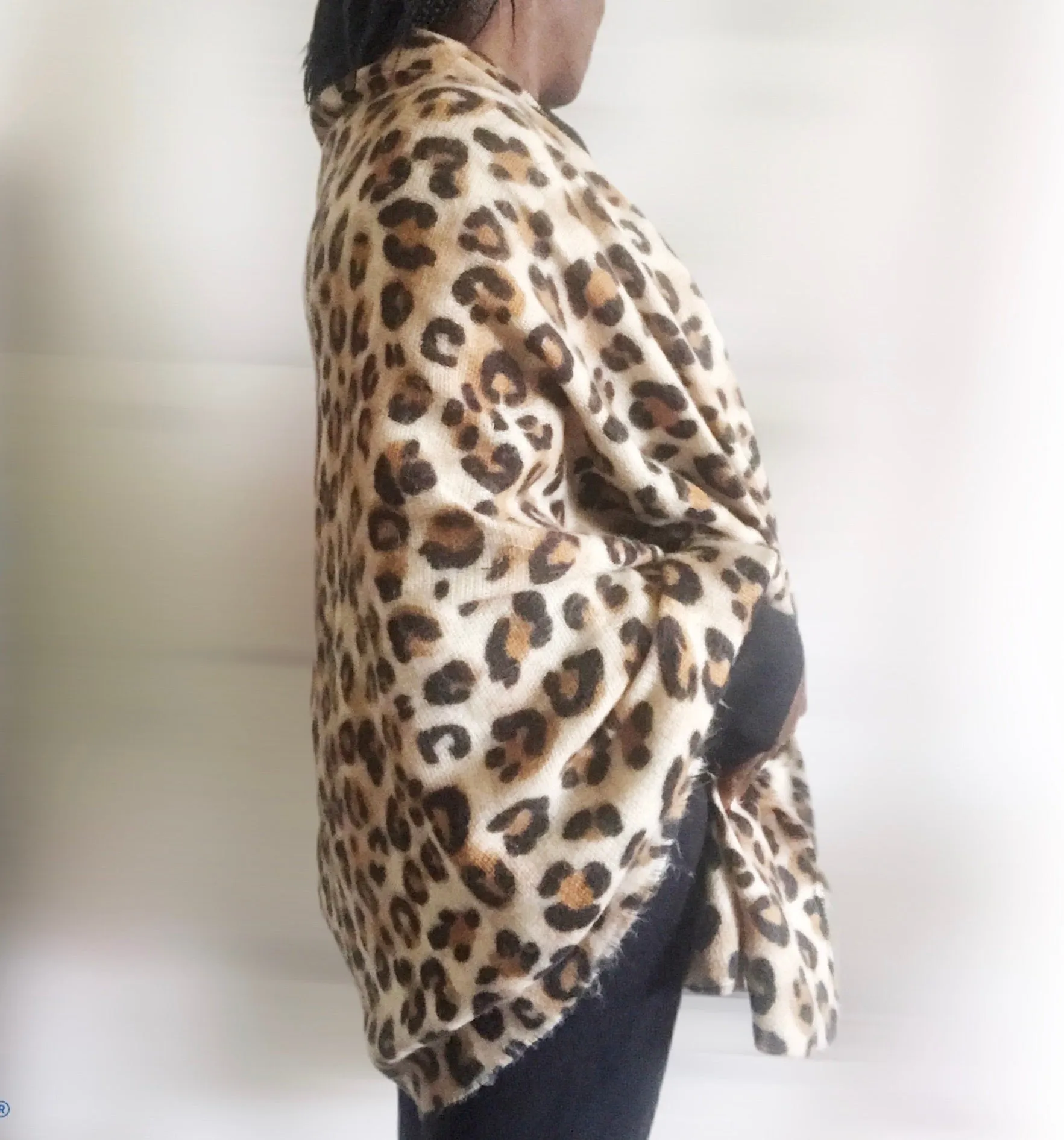 animal leopard print winter warm  blanket scarf shawl dark color