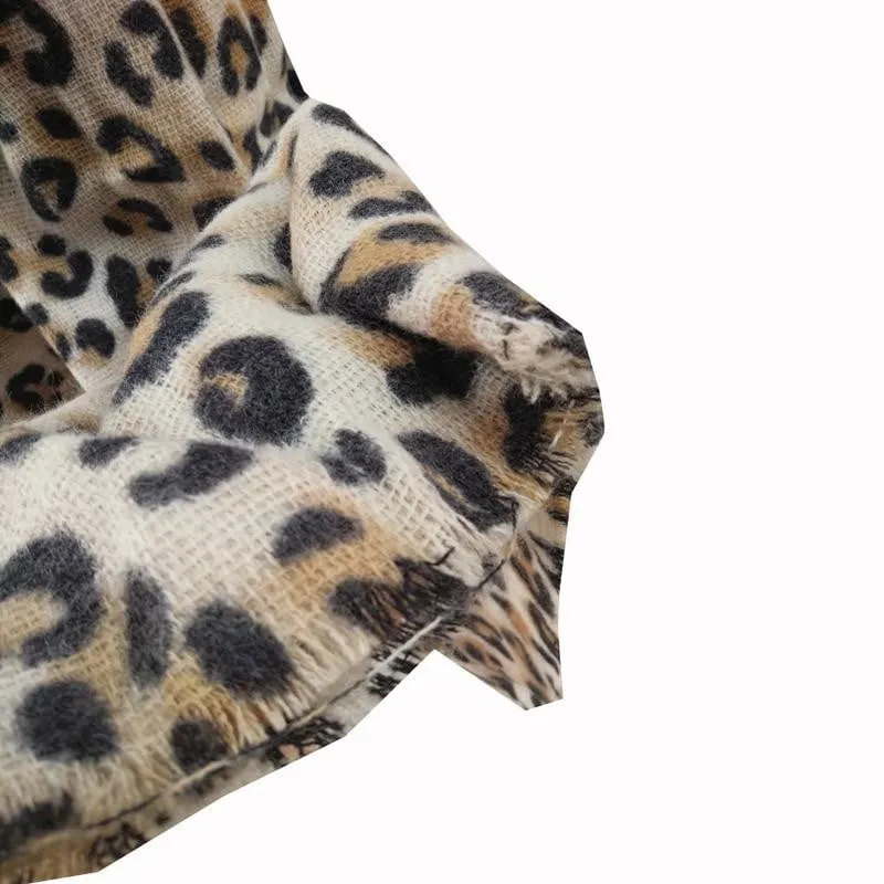 animal leopard print winter warm  blanket scarf shawl dark color