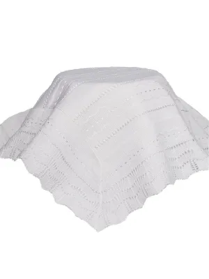 Baby Boys Girls White Knit Baby Christening Shawl Baptism