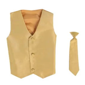 Baby Boys Gold Poly Silk Vest Necktie Special Occasion Set 3-24M