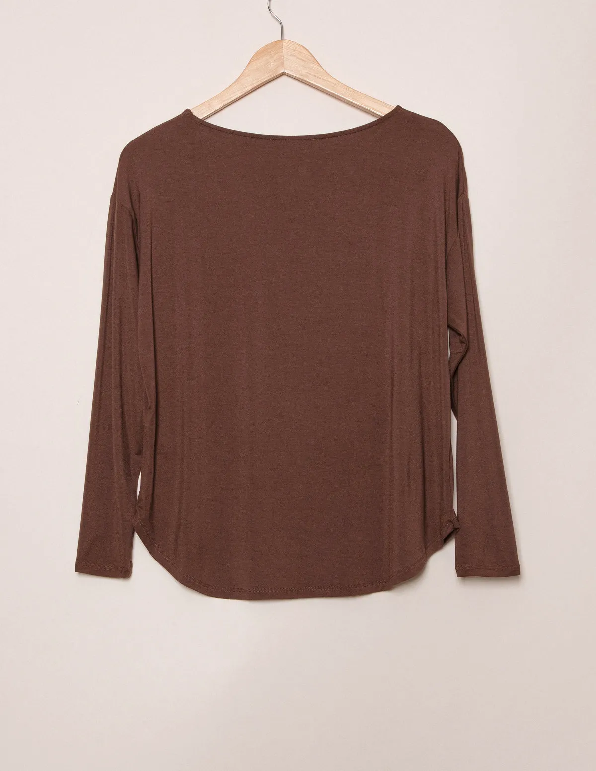 Bamboo Dolman Long Sleeve Tee - Cocoa