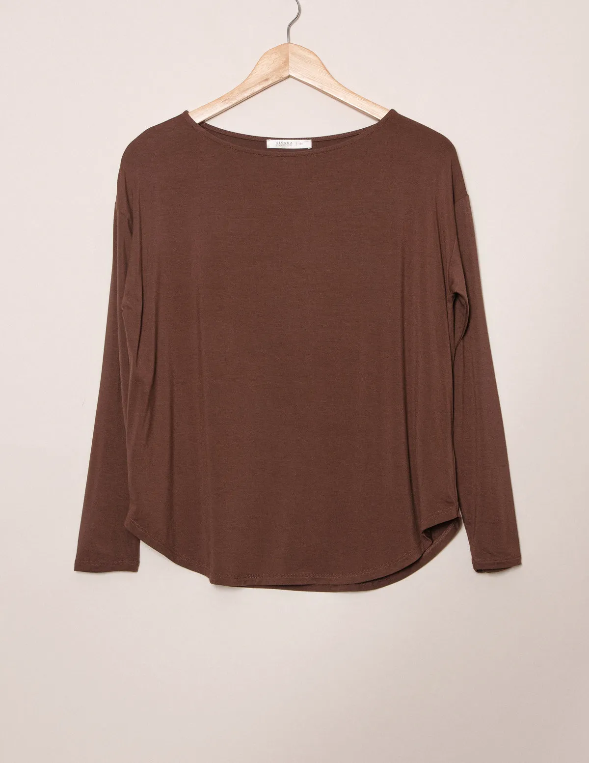 Bamboo Dolman Long Sleeve Tee - Cocoa