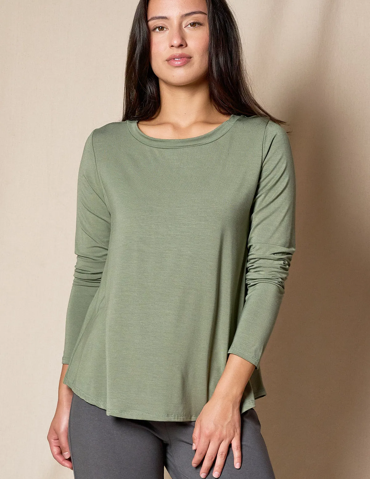 Bamboo Relaxed Long Sleeve Tee - Sage