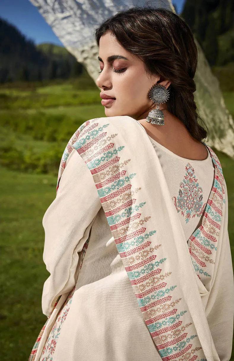 Belliza Wool Pashmina Off-White Winter Unstitched Suits