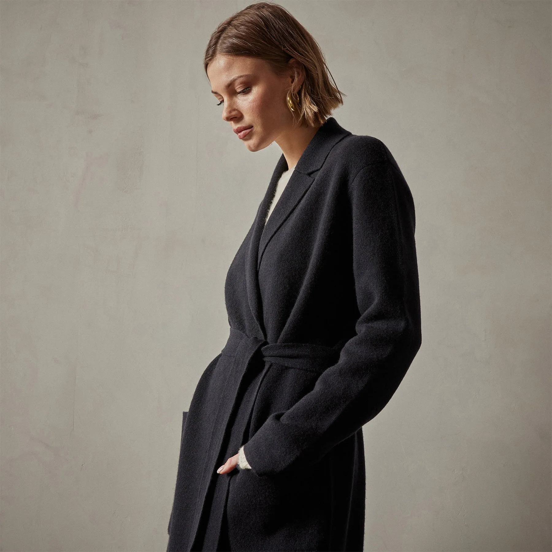 Belted Cashmere Coat - Black