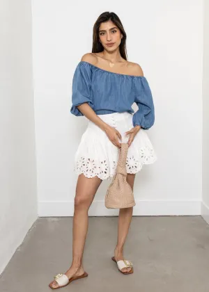 Berenice Short Embroidered Skirt - White ***FINAL SALE***