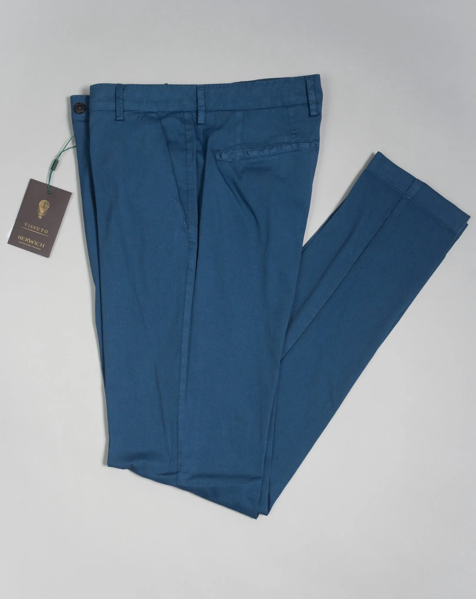 Berwich Morello Garment Dyed Chinos With Silk / Blue