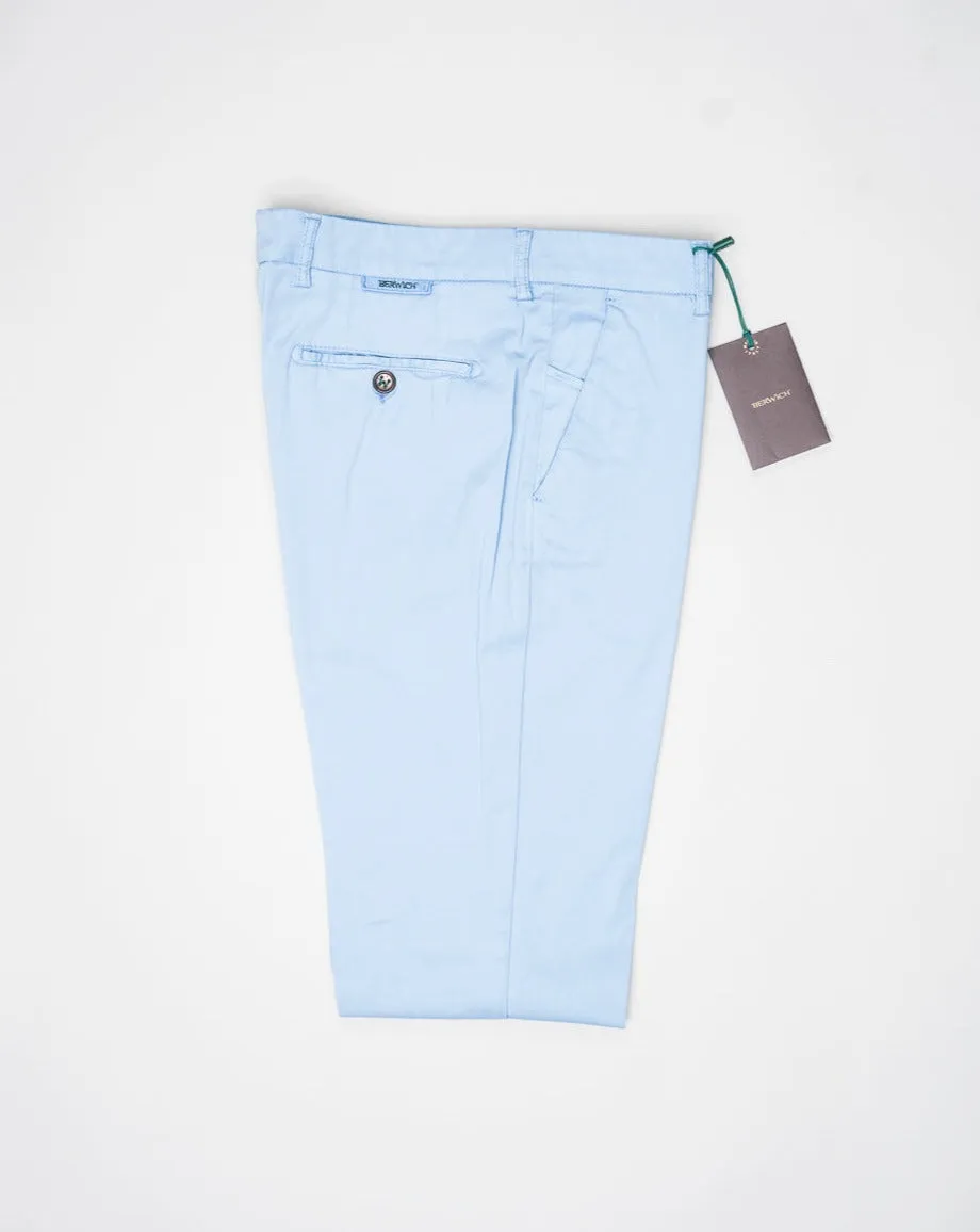 Berwich Morello Garment Dyed Cotton & Silk Chinos / Azzurro