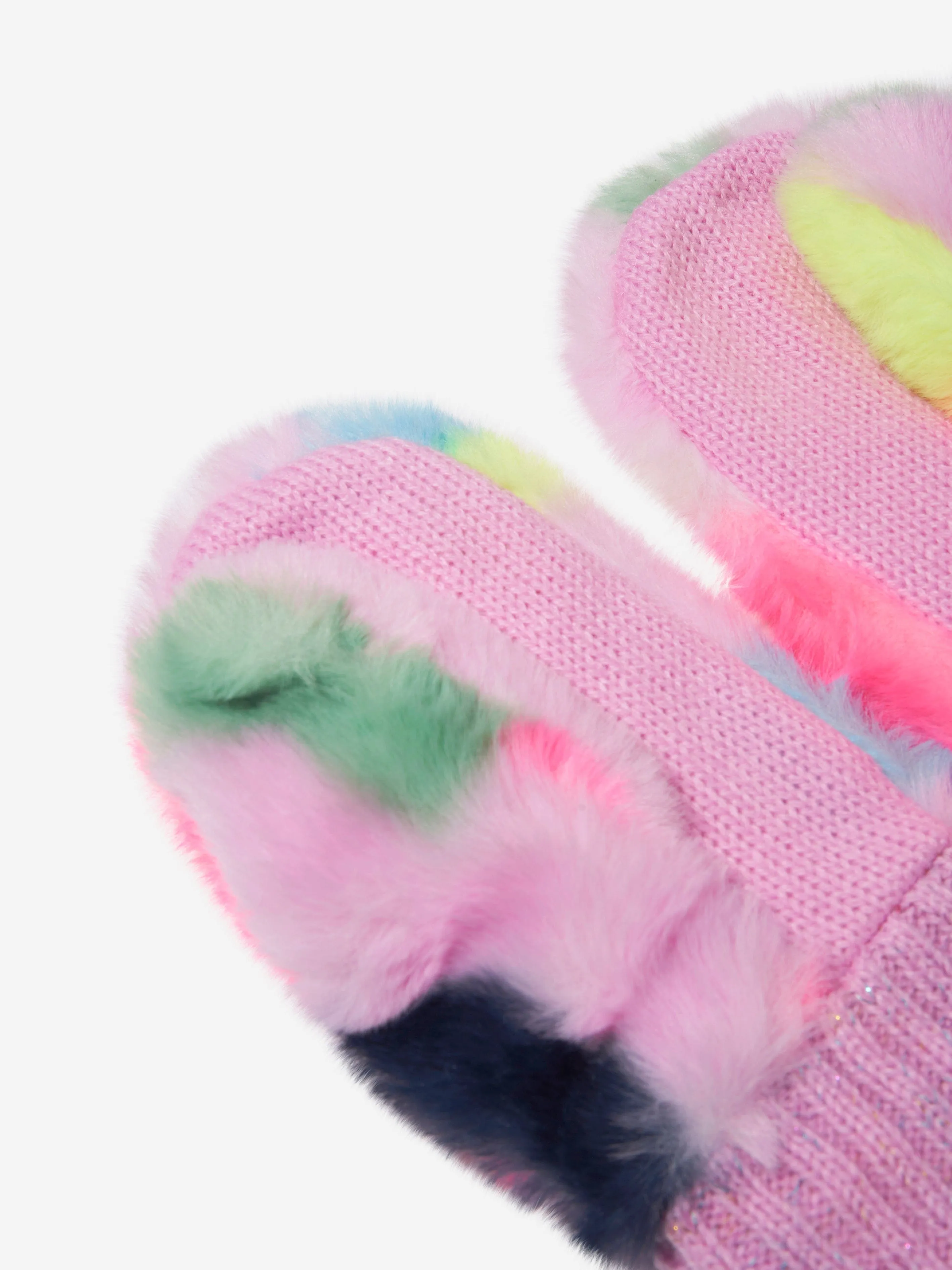 Billieblush Girls Faux Fur Mittens in Pink