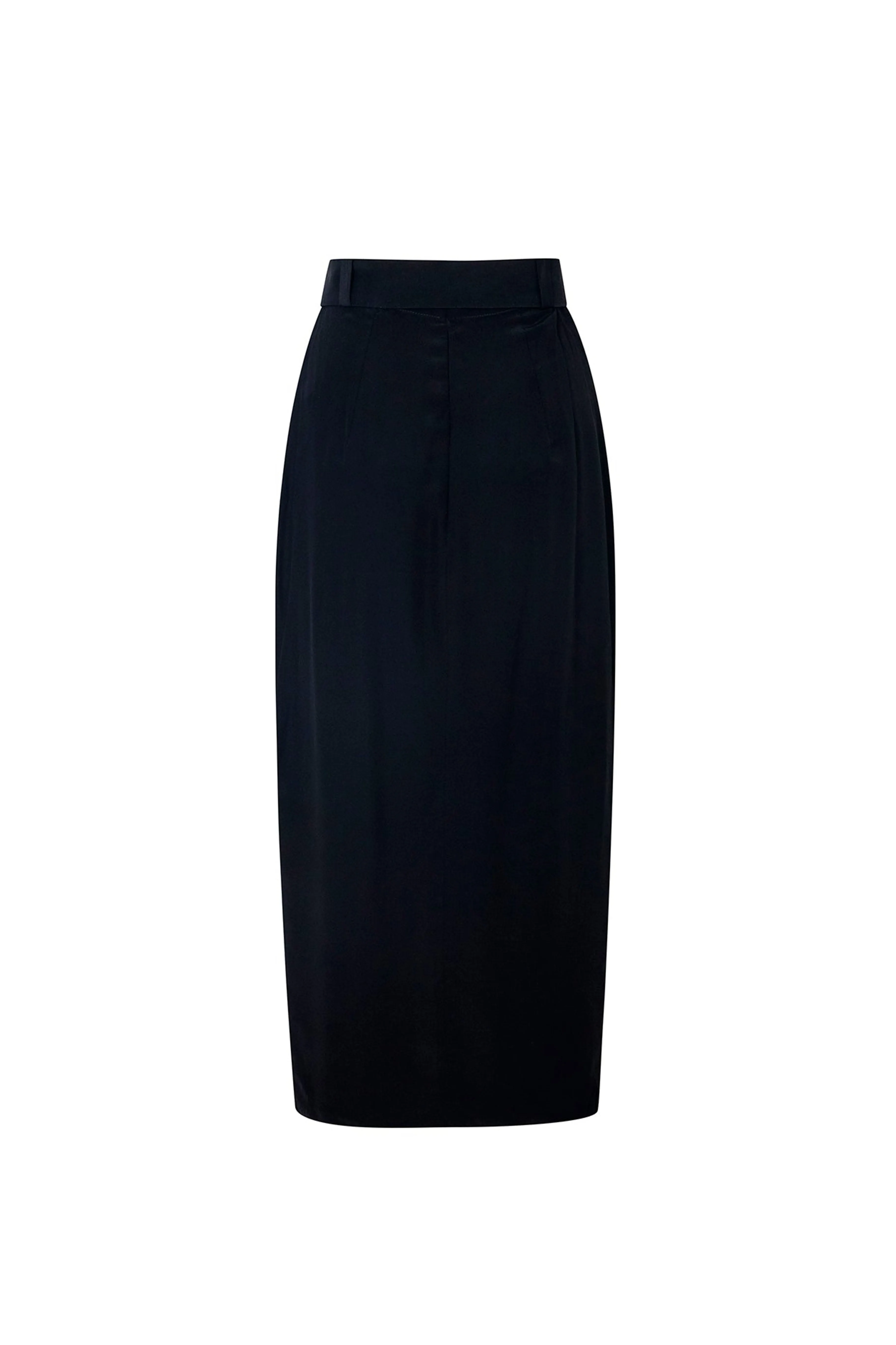 Black Belted Midi Skirt