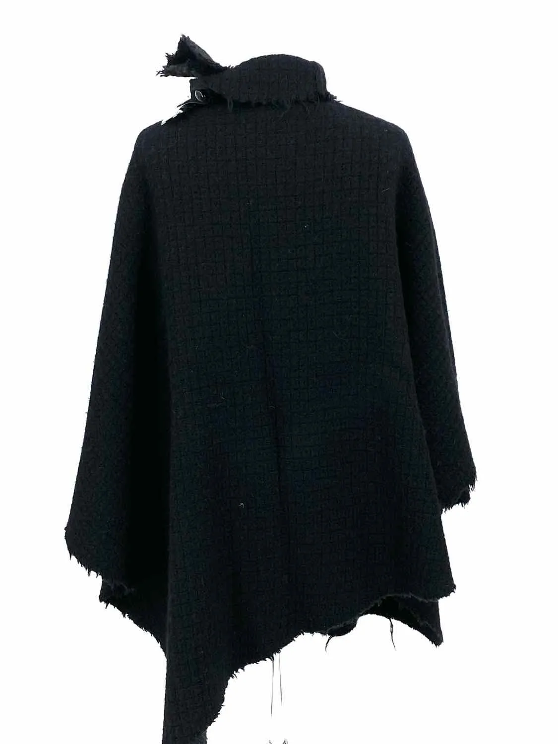 Black Wrap Fringed Shawl Poncho