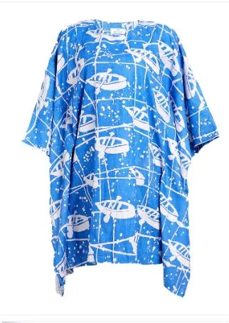 Bloke Boat print Poncho Dress