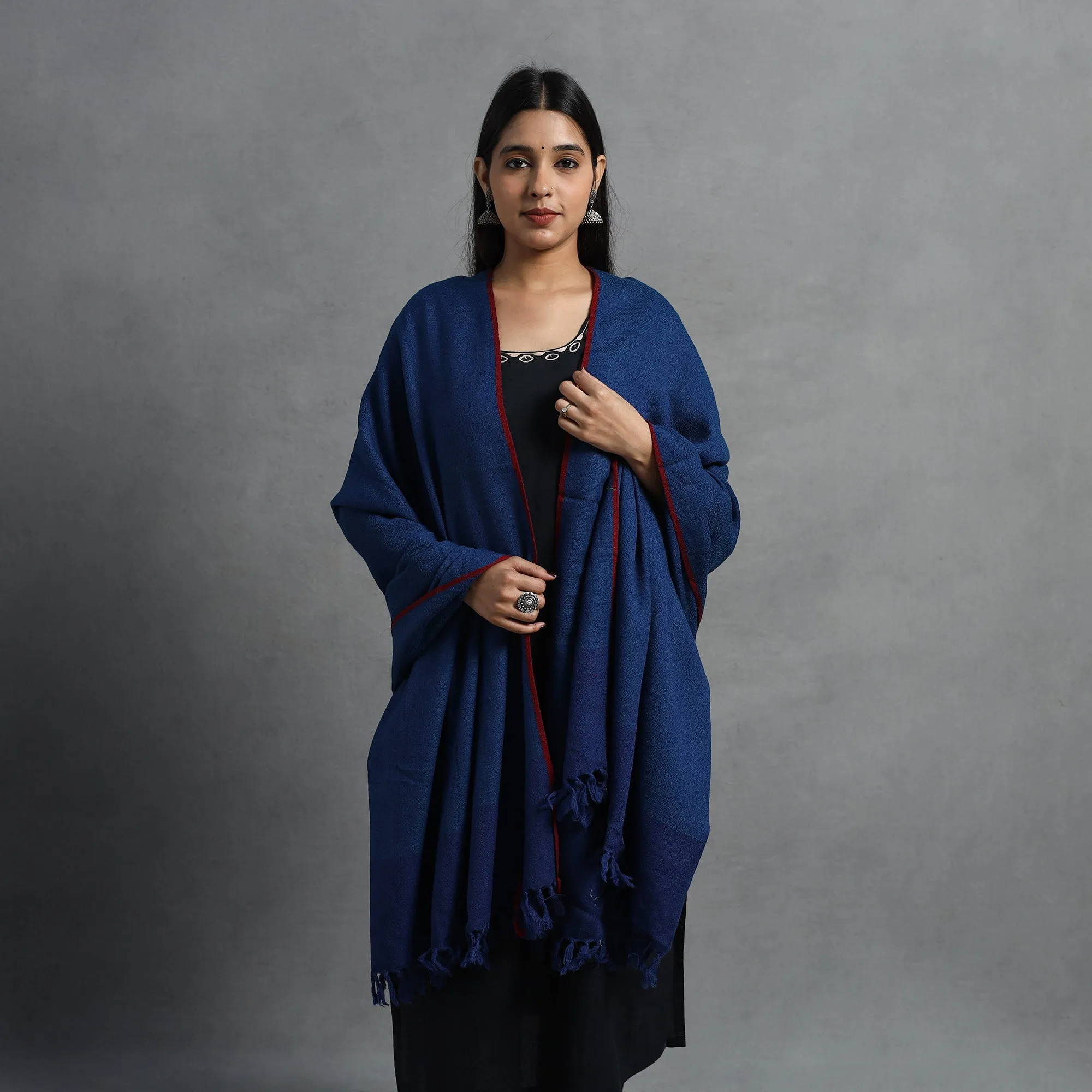 Blue - Kumaun Handwoven Pure Merino Wool Shawl for Women 29