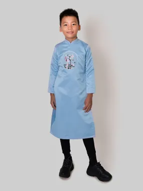 Boy's Light Blue Silk Vietnamese Ao Dai Coat