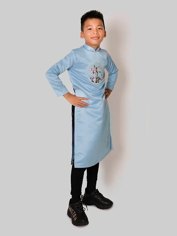 Boy's Light Blue Silk Vietnamese Ao Dai Coat