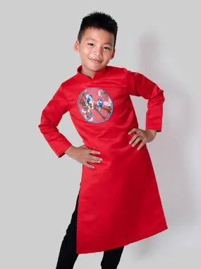 Boy's Red Silk Vietnamese Ao Dai Coat