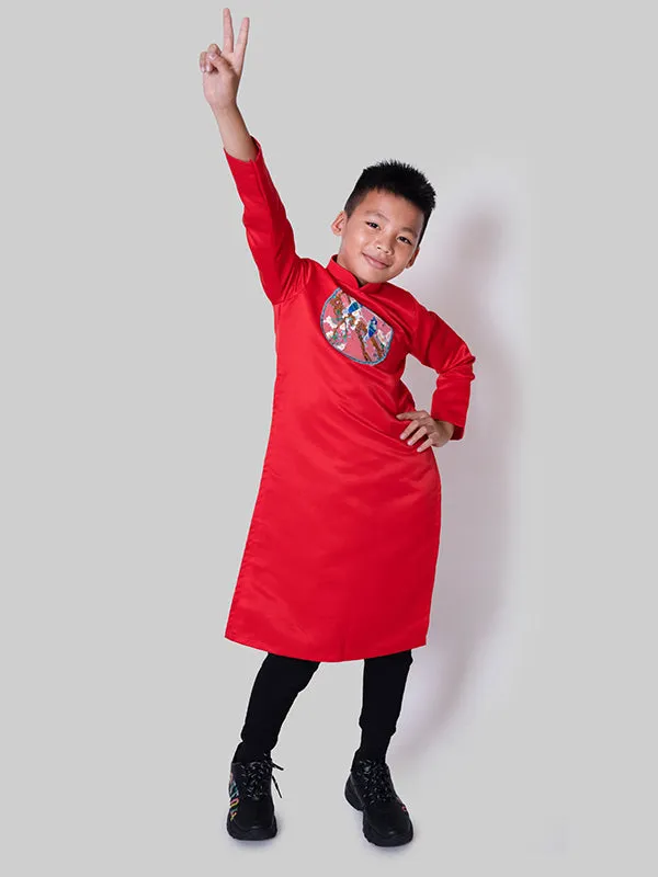 Boy's Red Silk Vietnamese Ao Dai Coat