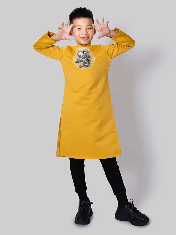 Boy's Yellow Silk Vietnamese Ao Dai Coat