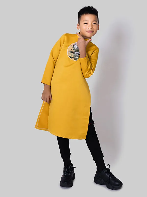 Boy's Yellow Silk Vietnamese Ao Dai Coat