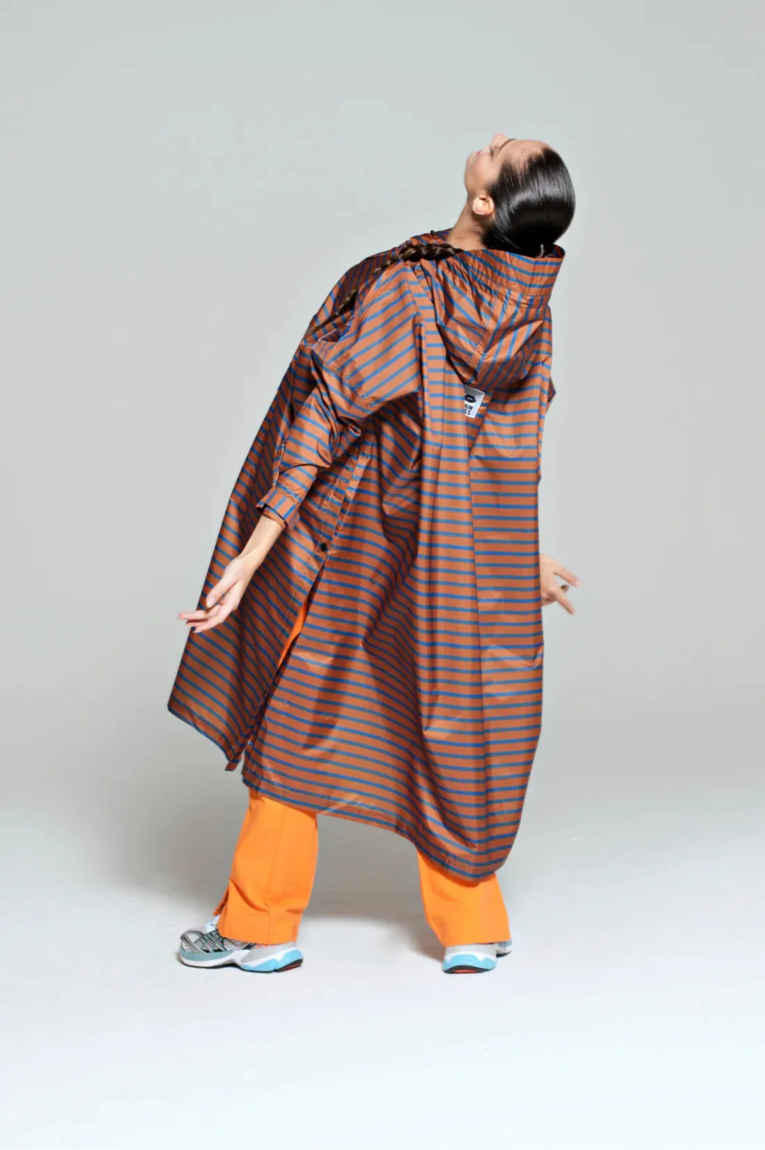 Breton Brown Blue Rain Poncho