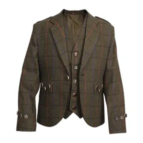 Brown With Red And Blue Tweed Argyll Jacket And Vest