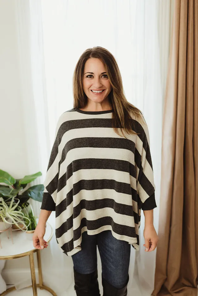 Brushed Stripe Poncho