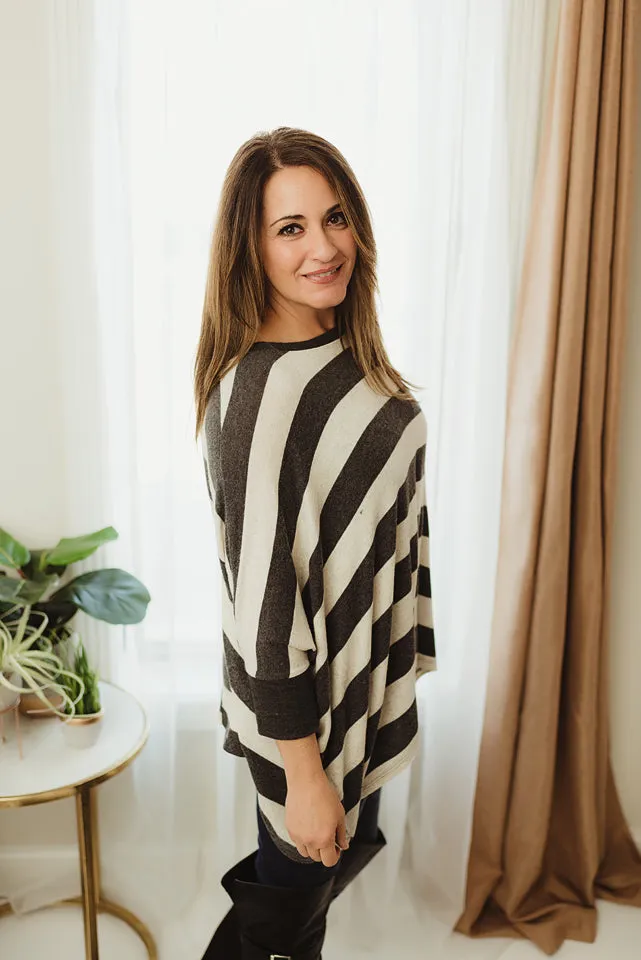 Brushed Stripe Poncho