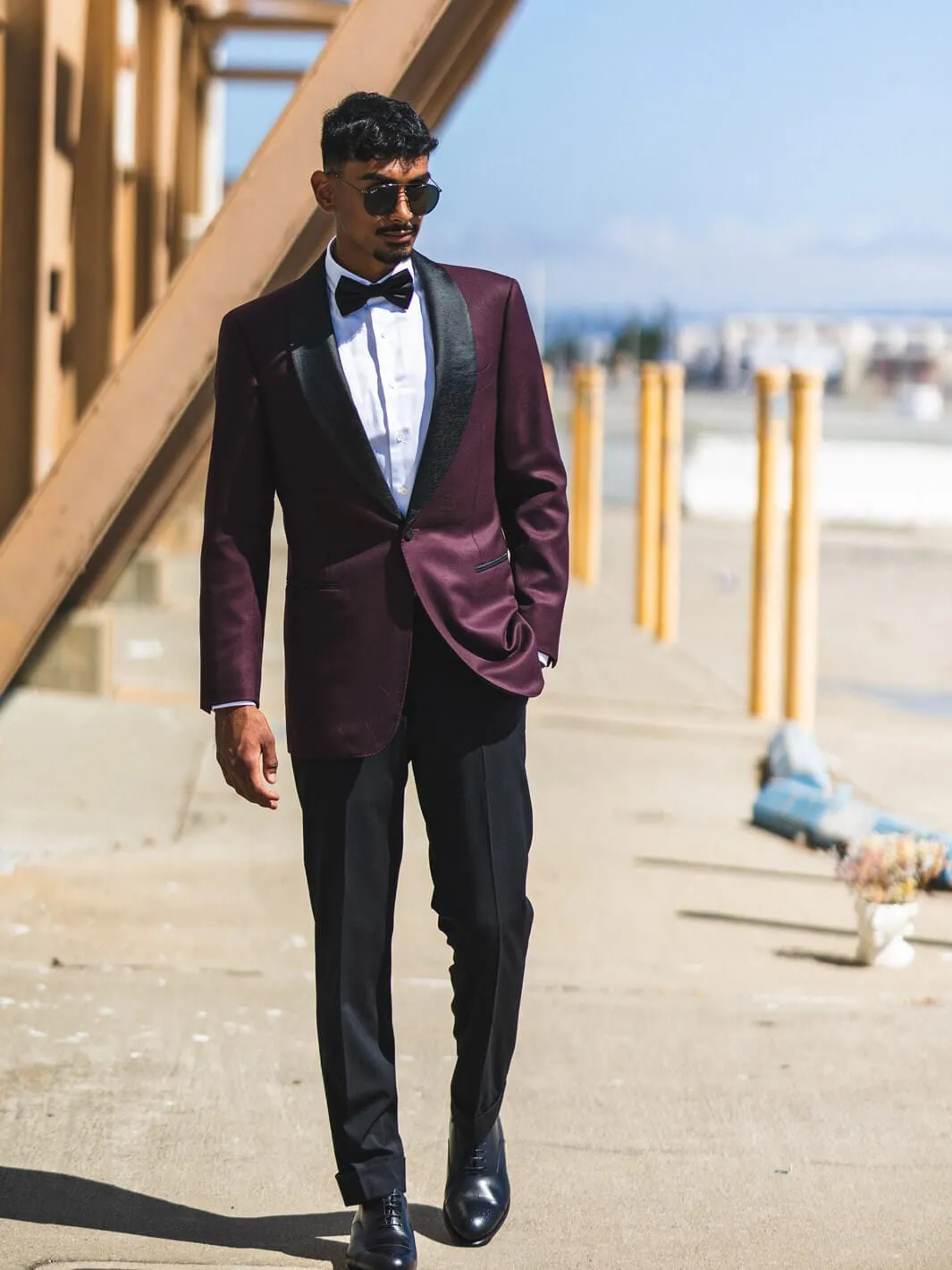 Burgundy Shawl Tuxedo Jacket