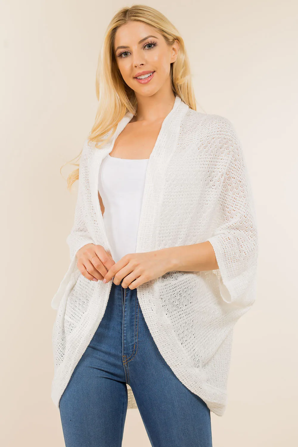 CA-8891 solid crochet cardigan